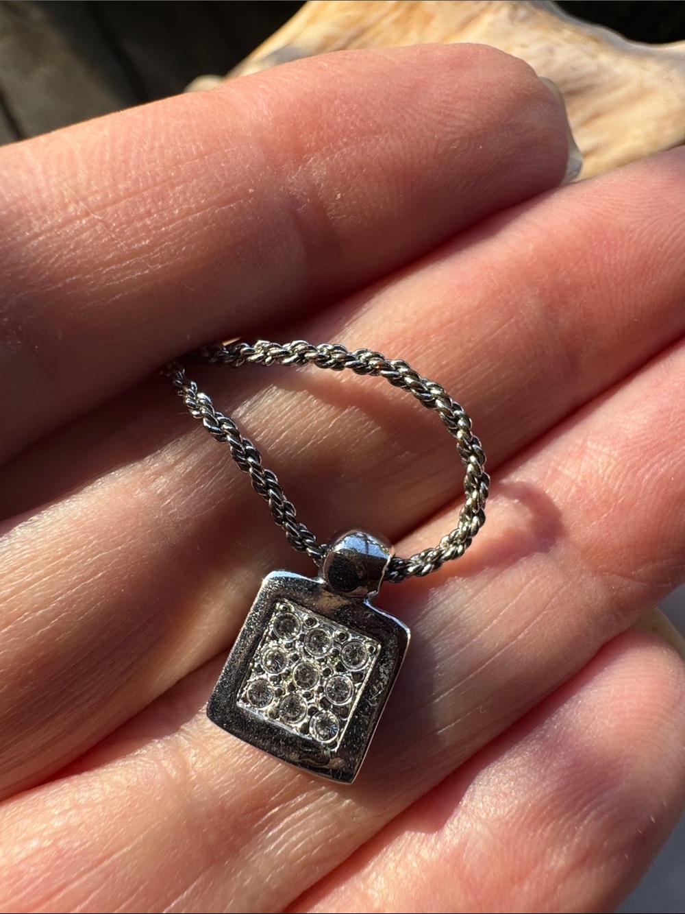 CD Cube Reversible Trotter Pendant Necklace - Silver approx 18” Adjustable - Picture 6 of 7